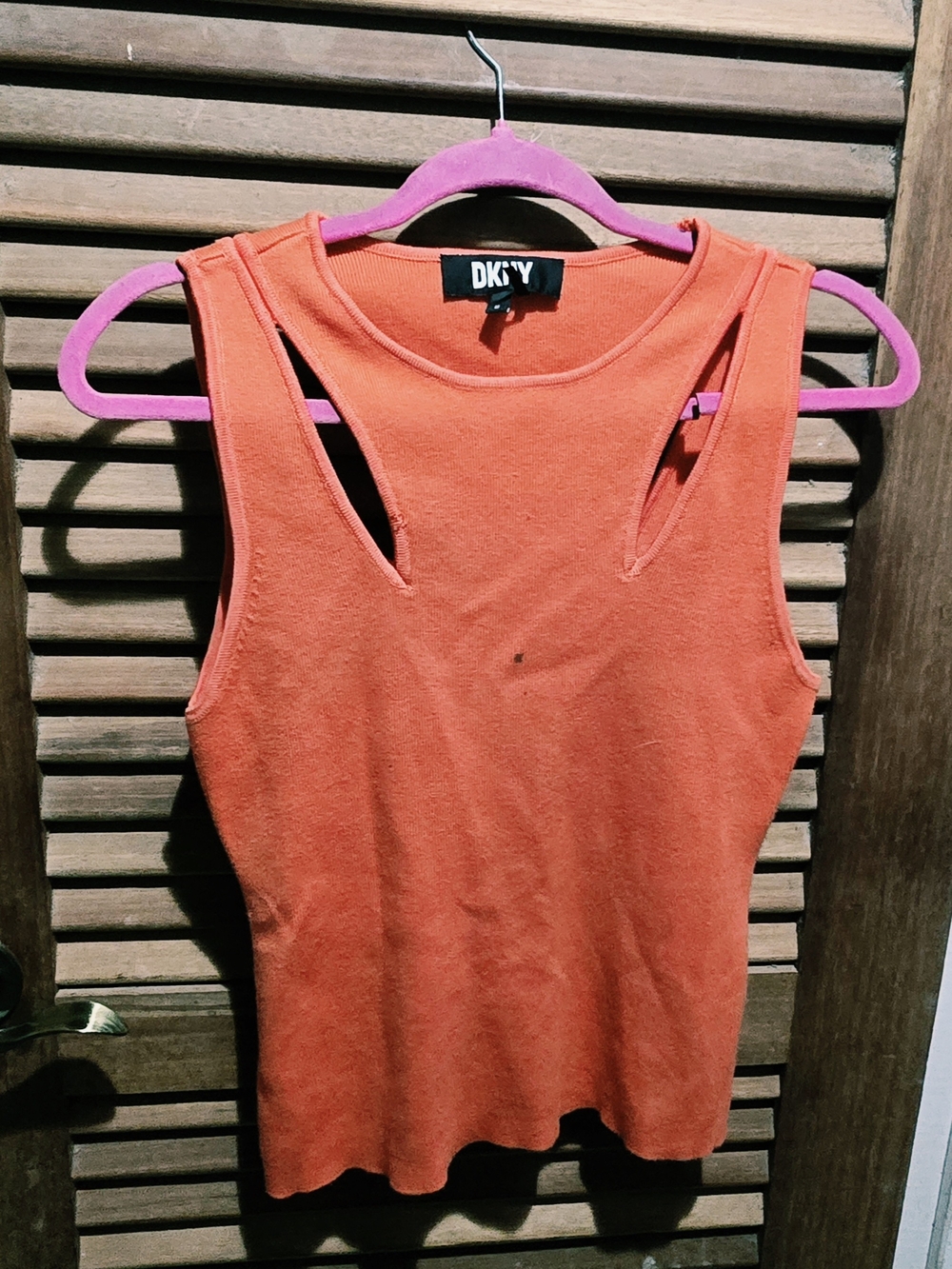 DKNY Bright Orange Cutout Tank Top